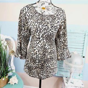 36. Croft and Barrow Animal Print 3/4 Sleeve Top